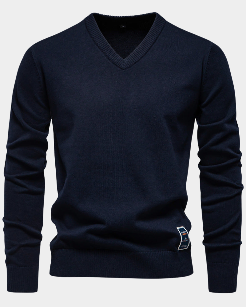 Trystan | Jednoduchý klasický svetr s V výstřihem