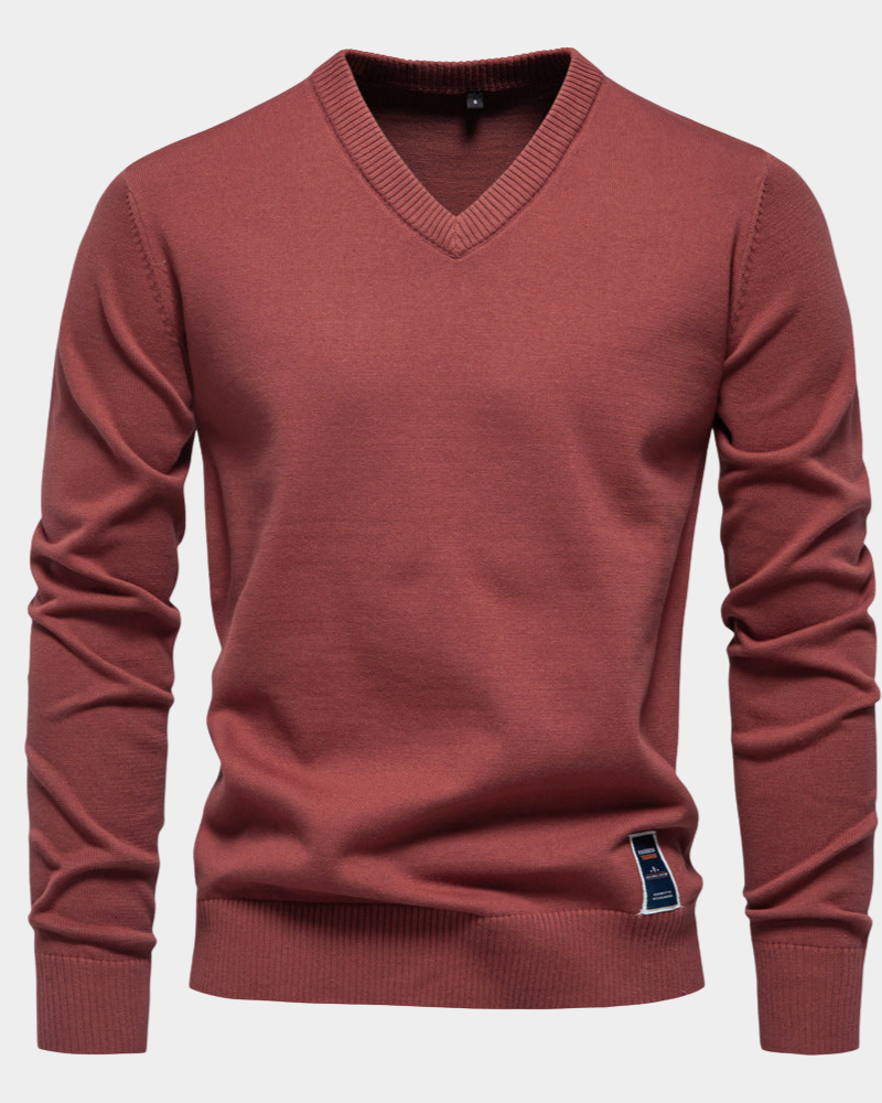 Trystan | Jednoduchý klasický svetr s V výstřihem
