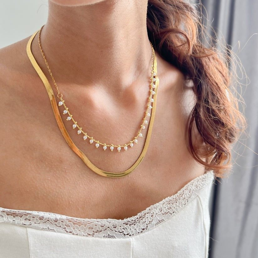 Marizanne | Luxusní hadí choker a perlový šperkový set 18K zlato